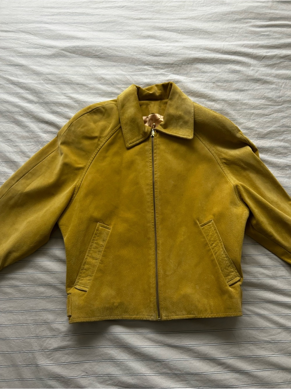 Vintage Danier Mustard Suede Leather Bomber Jacket